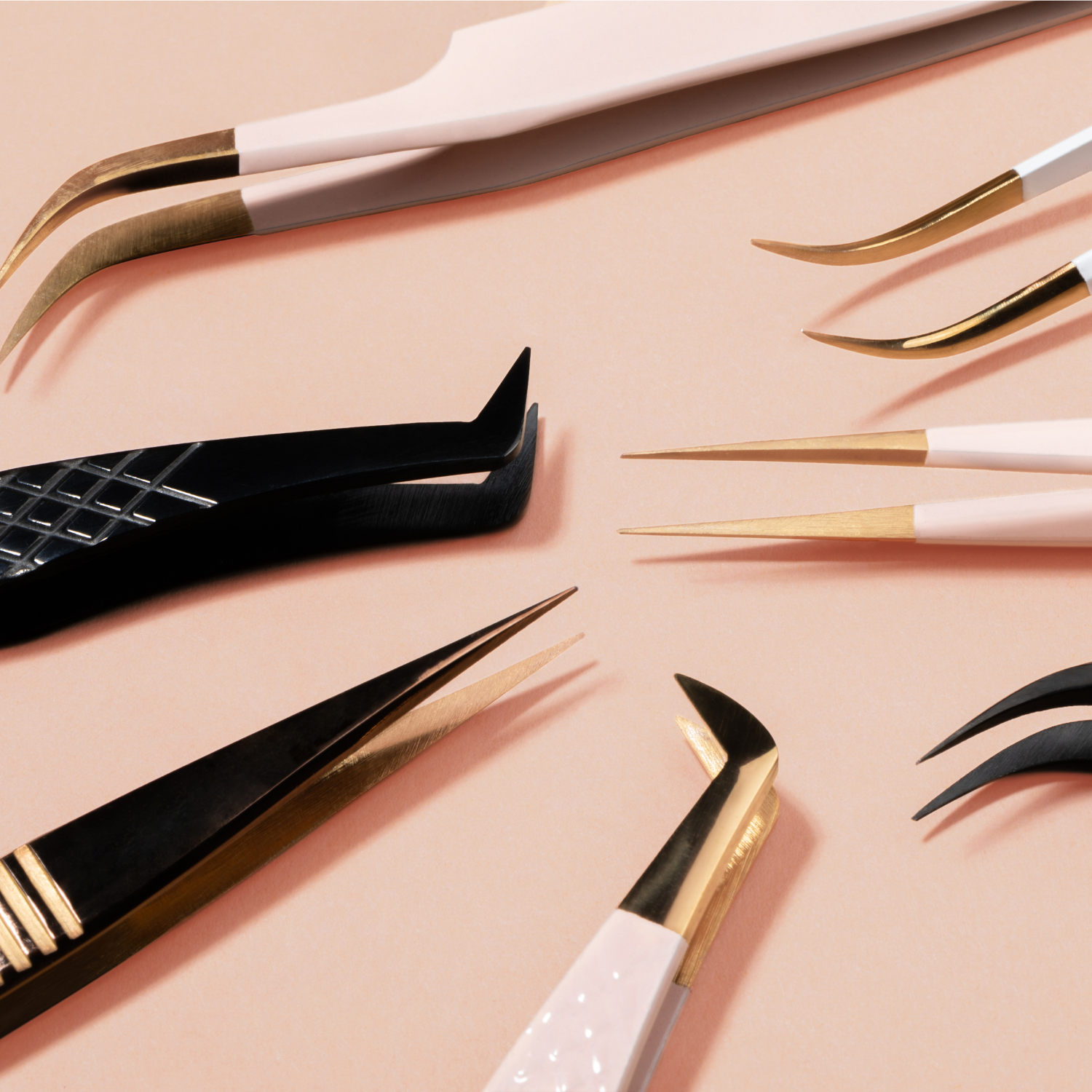 Precision tweezers for flawless eyelash extensions.